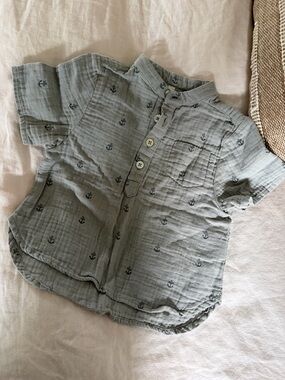 Boys Rylee + Cru Light Blue Anchor Shirt